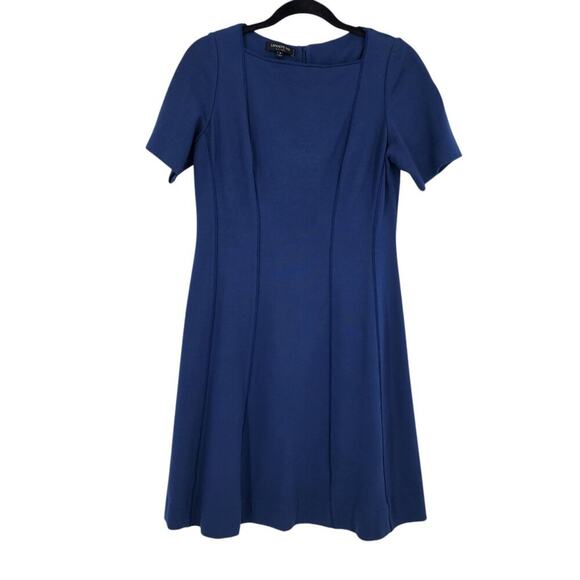 Lafayette 148 Blue Custom Tailored Short Sleeve Fit & Flare Dress Medium - Picture 1 of 6